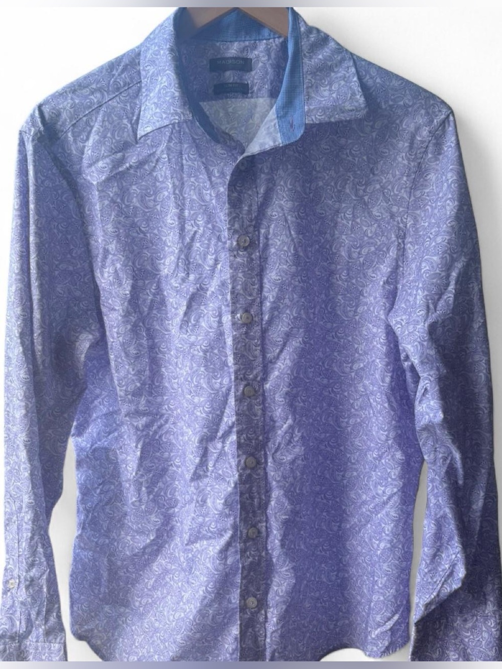 Madison Purple Paisley Men's Button-Up Shirt Slim Fit M Dynamic Cooling